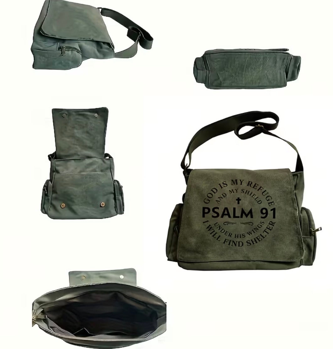 Psalm 91 Canvas Crossbody Tote Bag