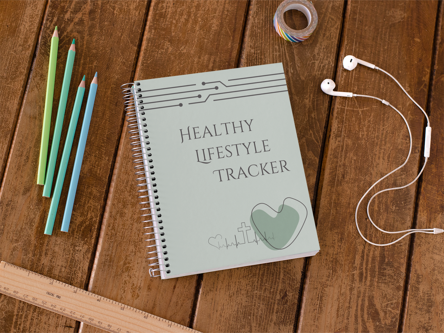 Healthy Lifestyle Tracker Notebook for Self-Care & Spiritual Growth Tracker for Weight Control and Healthy Living Personalizable Christian