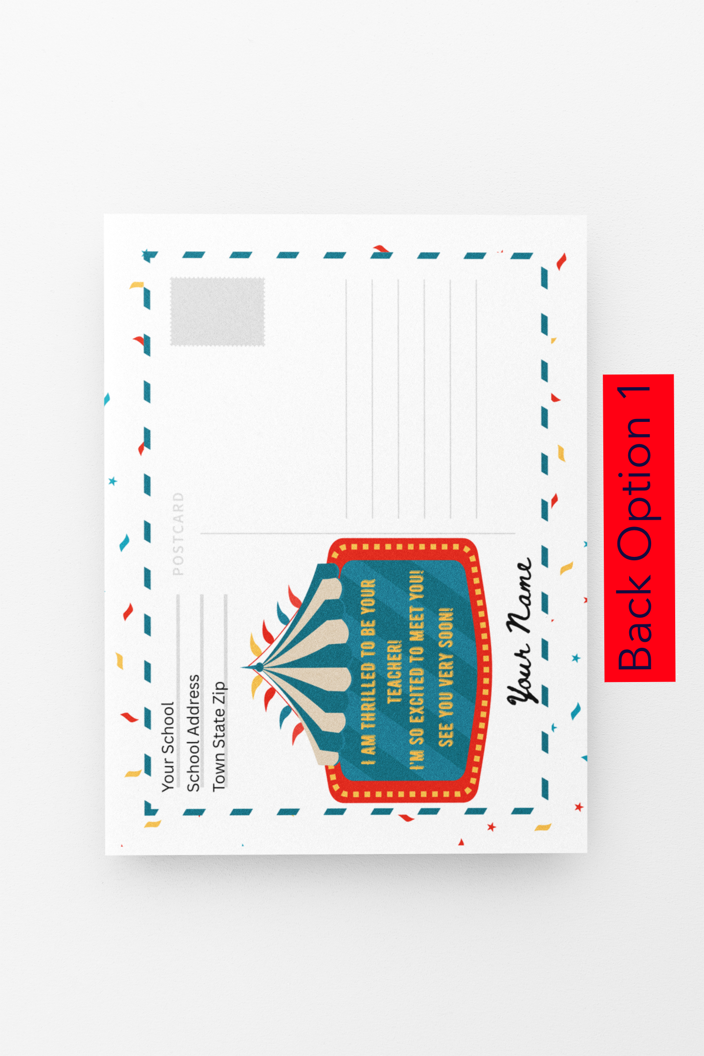 Back to School Carnival Themed Personalized Postcards for Students Back to School Note Cards from Teacher Classroom Notecards