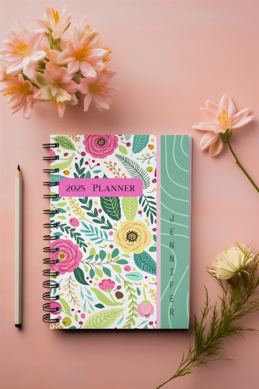 2025 Personalizable Yearly Planner, 2 Page Spread Monthly Calendar, Weekly Planner Gift for Mom Monthly Agenda for Students