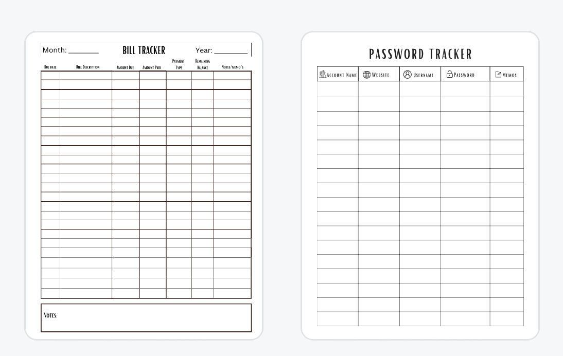 Personalizable Monthly Bill Tracker