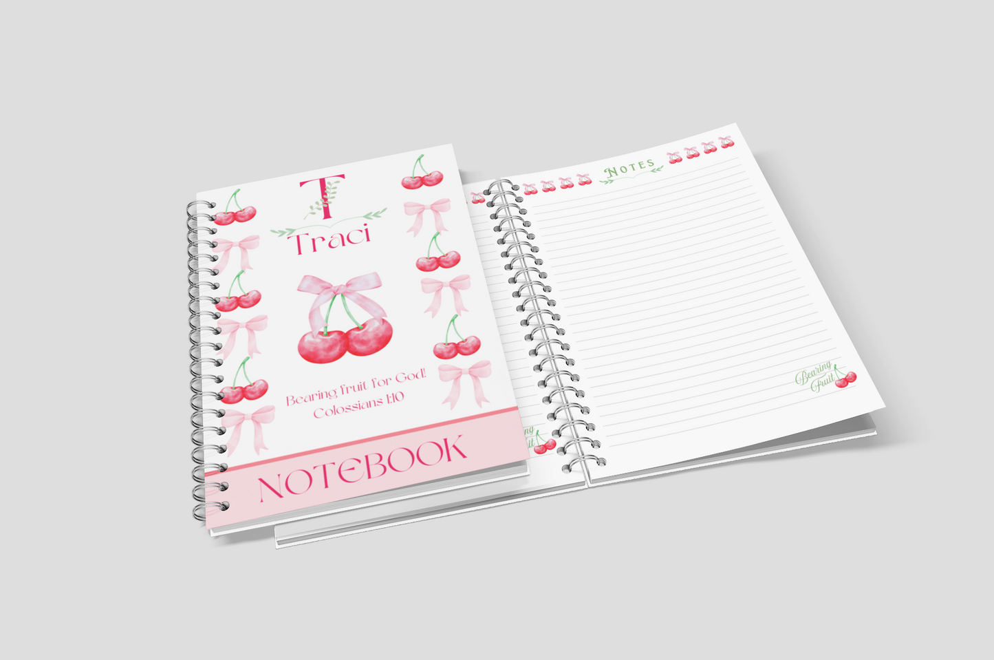 Personalized 'Bearing Fruit for God' Spiral Notebook Made-to-order Notebook