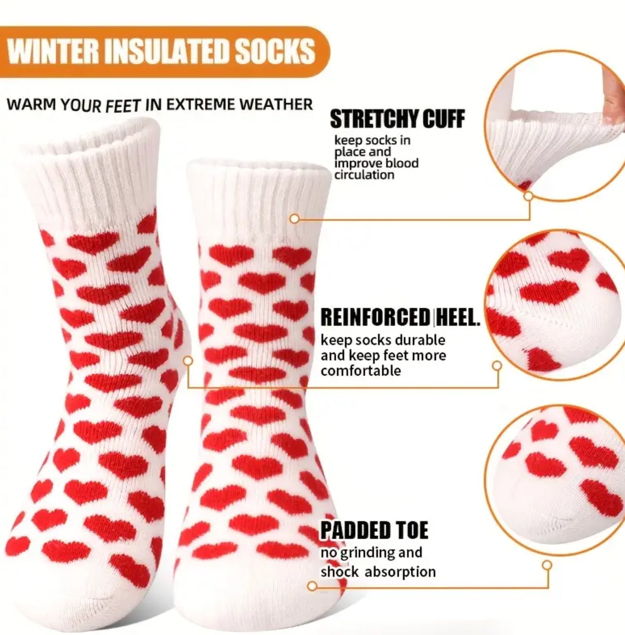 Socks with Heart - Soft Comfy andTrendy Socks One Size Fits Most