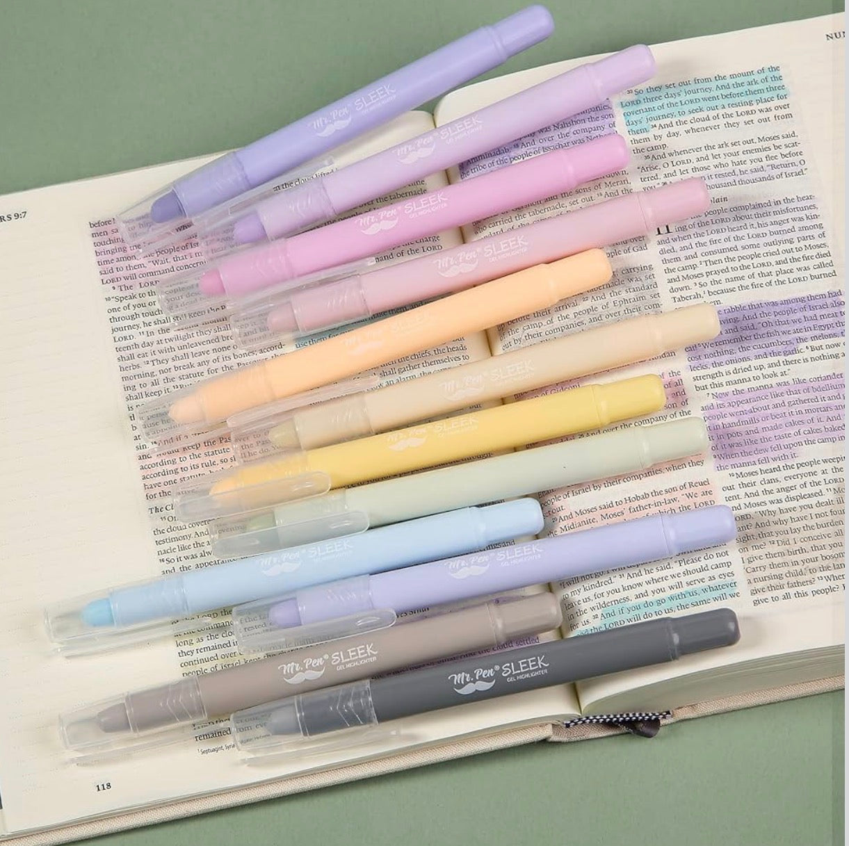 Mr. Pen- No Bleed Gel Highlighters, Ethereal Pastel, 14 Pack, Bible Highlighters