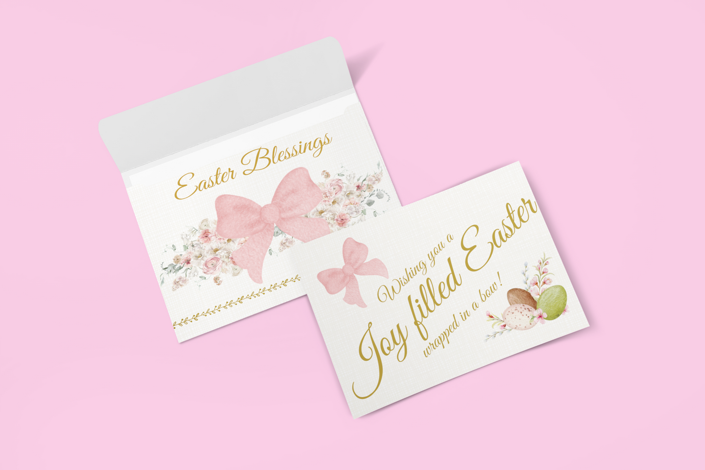 Easter Greeting Cards Customizable Spring Bow Printed Set of 5 Elegant Easter Notes Personalizable Greeting  Card with Message Inside