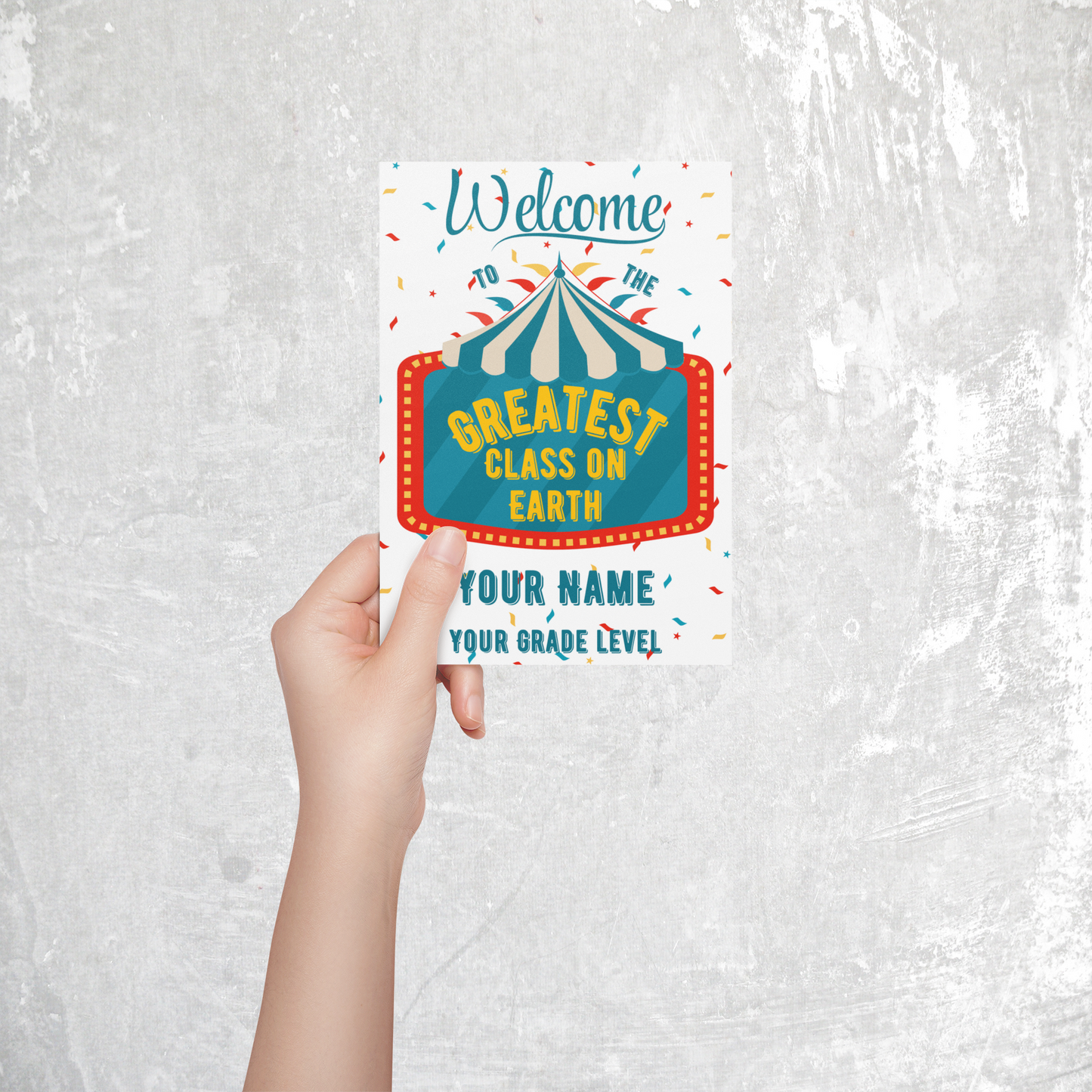 Back to School Carnival Themed Personalized Postcards for Students Back to School Note Cards from Teacher Classroom Notecards