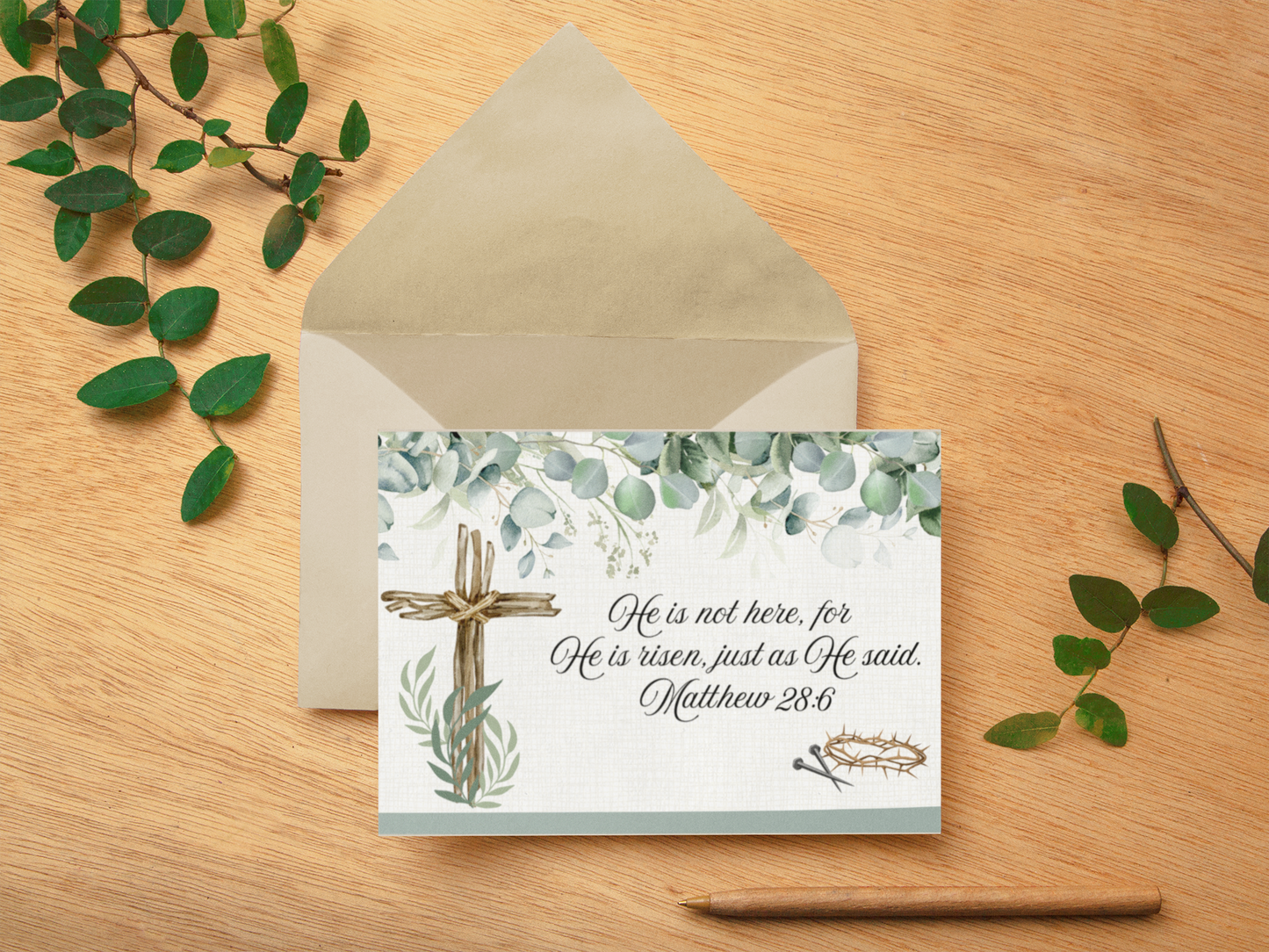 Easter Greeting Cards Customizable Christian Printed Set of 5 Elegant Easter Notes Personalizable Greeting  Card with Message Inside
