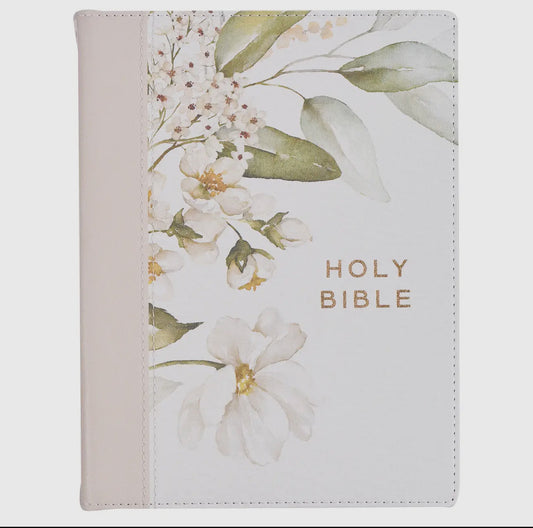 Gray Floral Note-Taking Bible KJV, Faux Leather