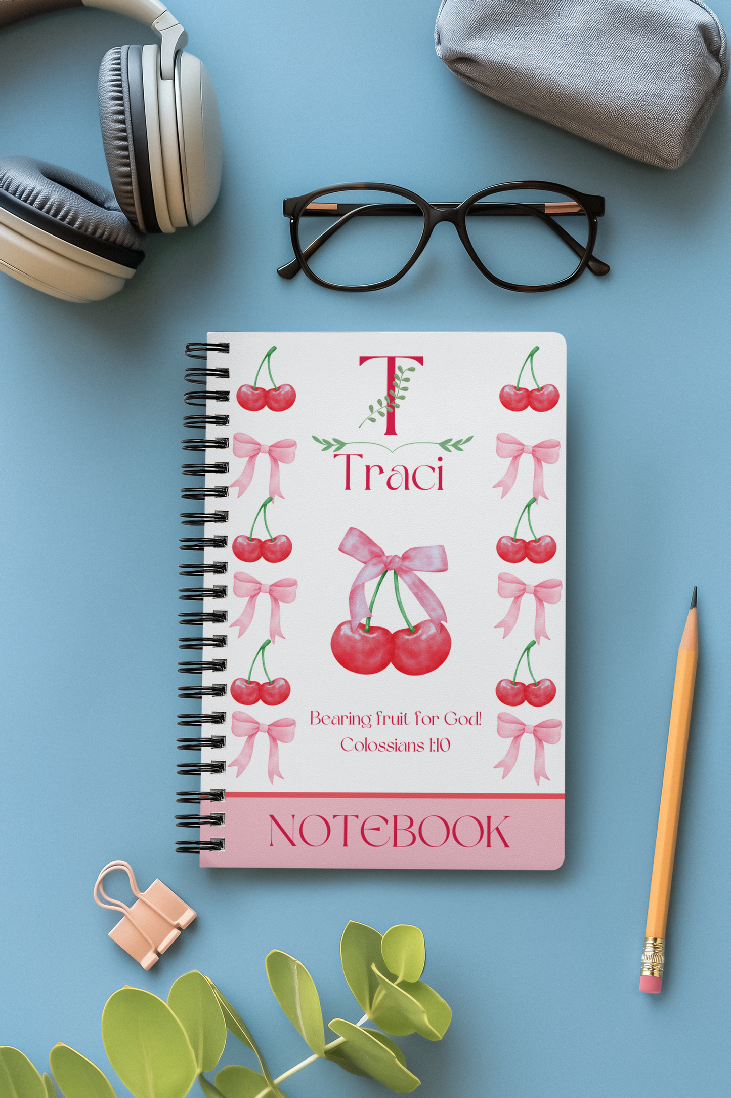Personalized 'Bearing Fruit for God' Spiral Notebook Made-to-order Notebook