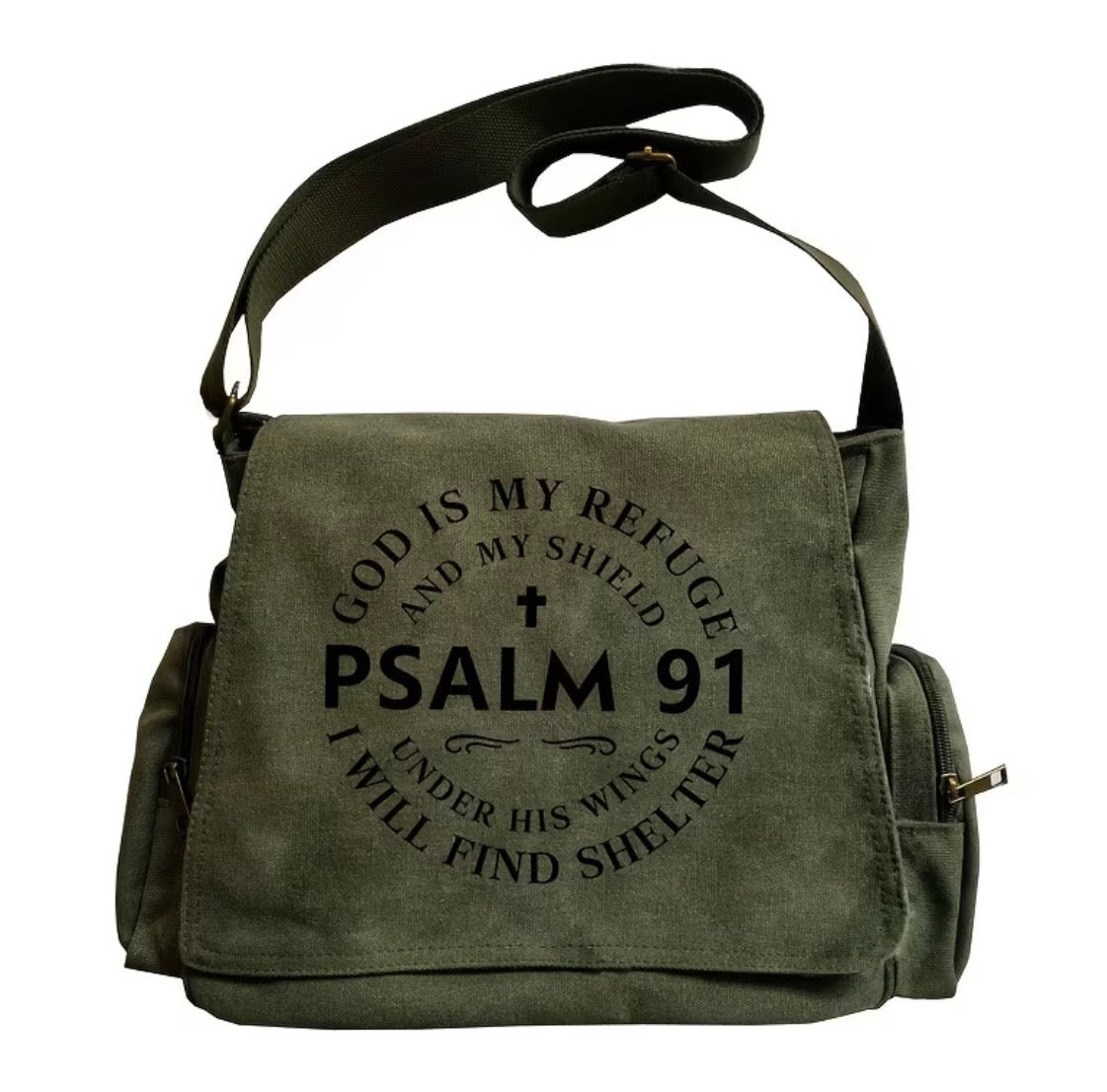 Psalm 91 Canvas Crossbody Tote Bag