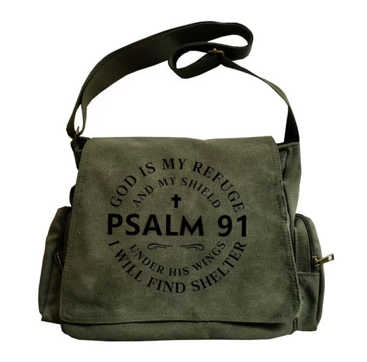 Psalm 91 Canvas Crossbody Tote Bag