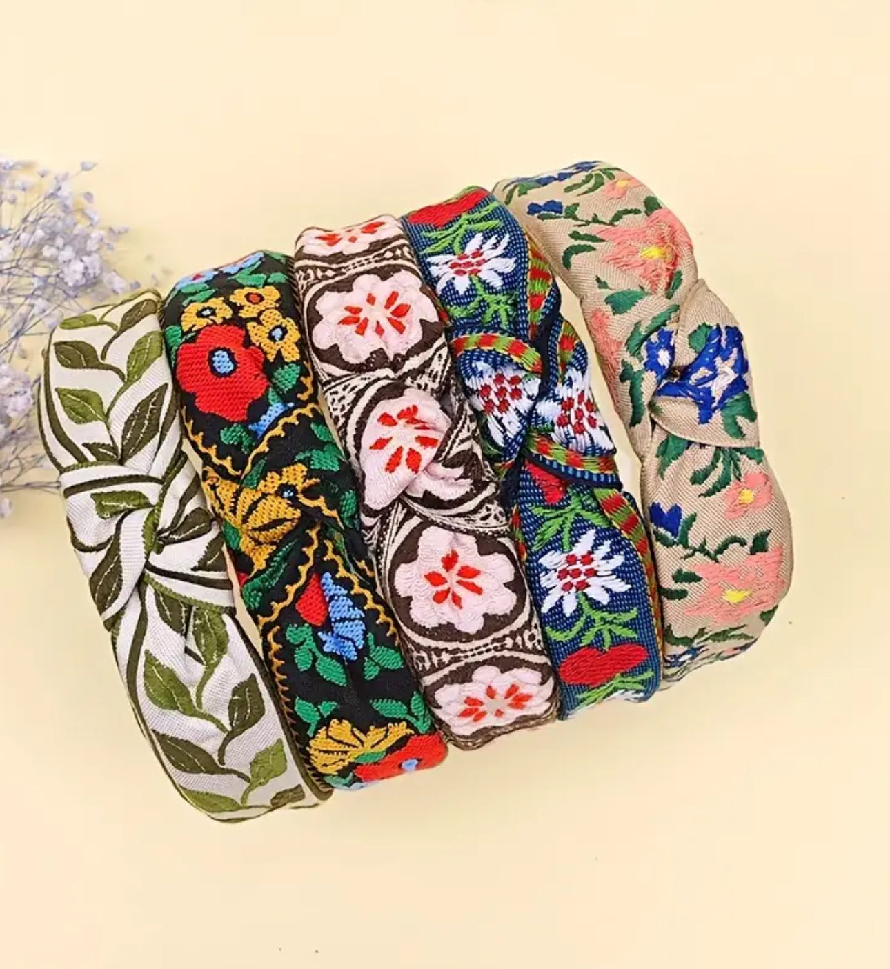 French Floral Embroidered Headband