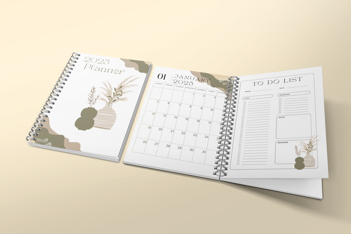 2025 Personalizable Yearly Boho Planner, Monthly, Weekly  Planner Gift for Mom Weekly Planner for Students Monthly Agenda Notebook for Dad