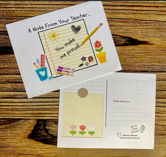 Note From Your Teacher Personalizable Post Card