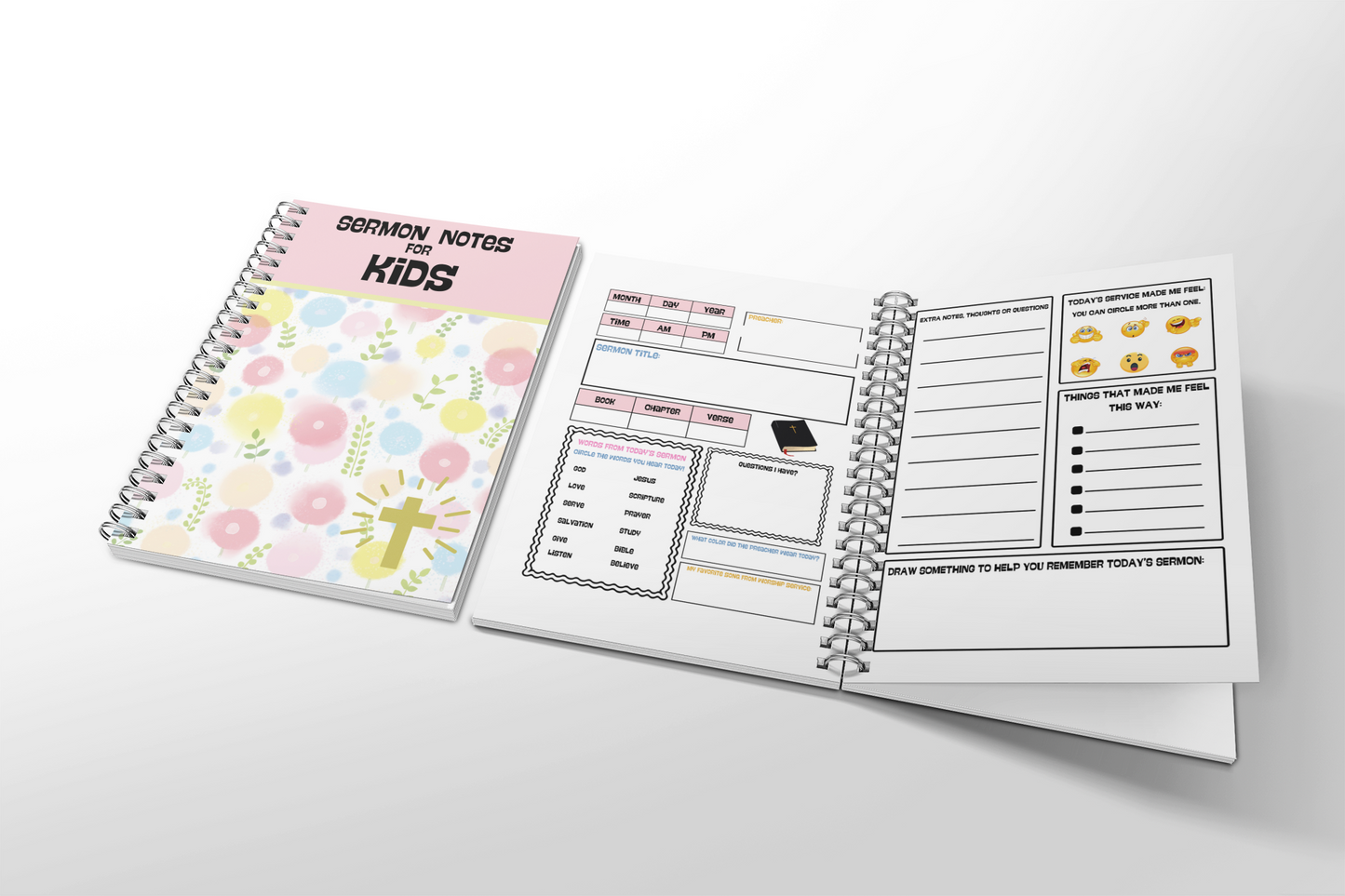 Sermon Notes Notebook For Kids Church Notebook Gift for Bible Study Notebook for Girls Note Taking for Christian Young Ladies