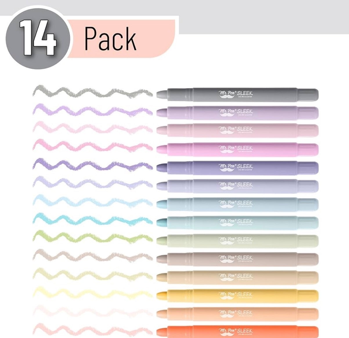 Mr. Pen- No Bleed Gel Highlighters, Ethereal Pastel, 14 Pack, Bible Highlighters