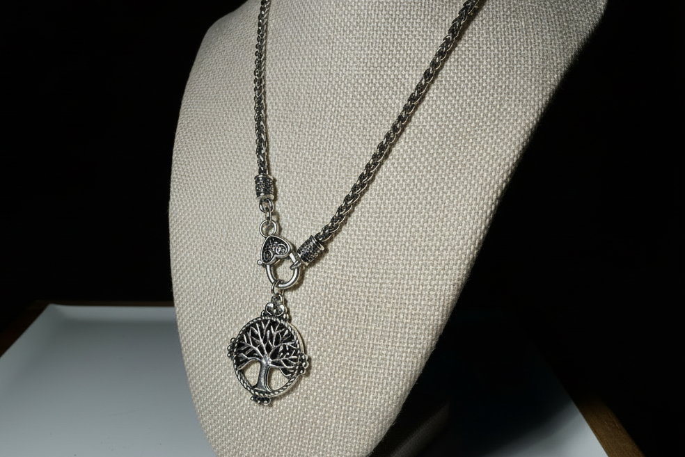 ‘Rooted in Christ’ Silver Necklace with heart clasp.