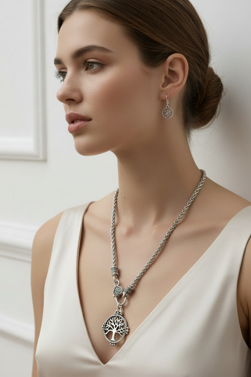 ‘Rooted in Christ’ Silver Necklace with heart clasp.