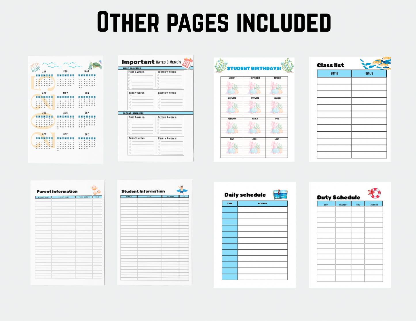 Personalized Under The Sea Planner for Teachers Plan Book for Education