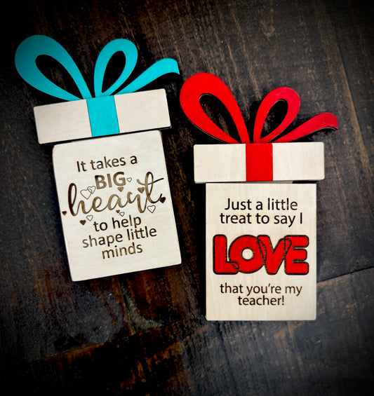 Custom Wood Teacher Valentine’s Day Gift Card Holder for him Personalized Gift for her Engraved Card for Gift Wood Gift Card Holder