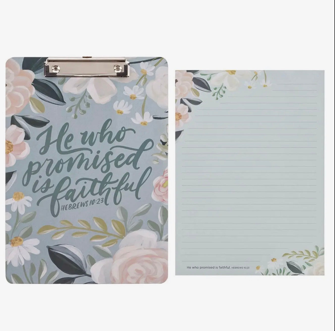 Clipboard w/pad Floral He Who Promised is Faithful Heb. 10:23
