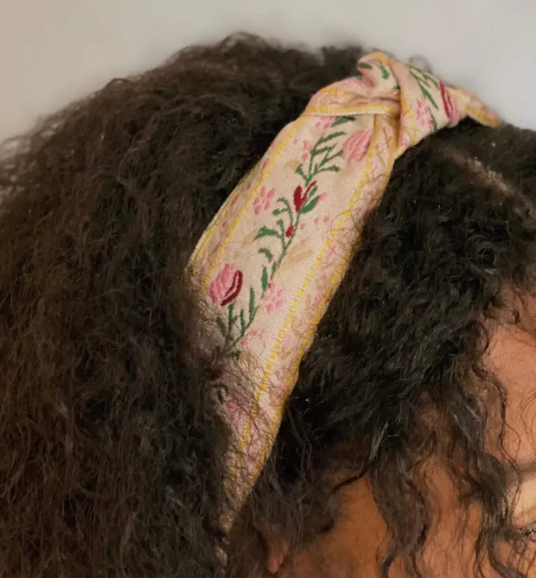 French Floral Embroidered Headband