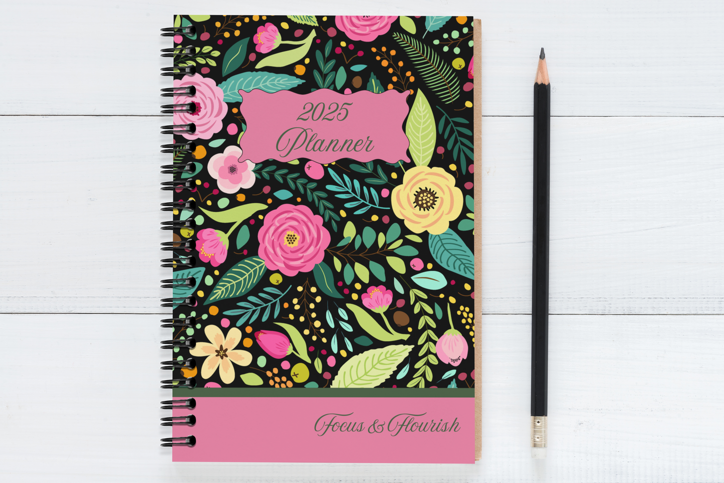 2025 Personalizable Yearly Planner, 2 Page Spread Monthly Calendar, Weekly Planner Gift for Mom Monthly Agenda for Students