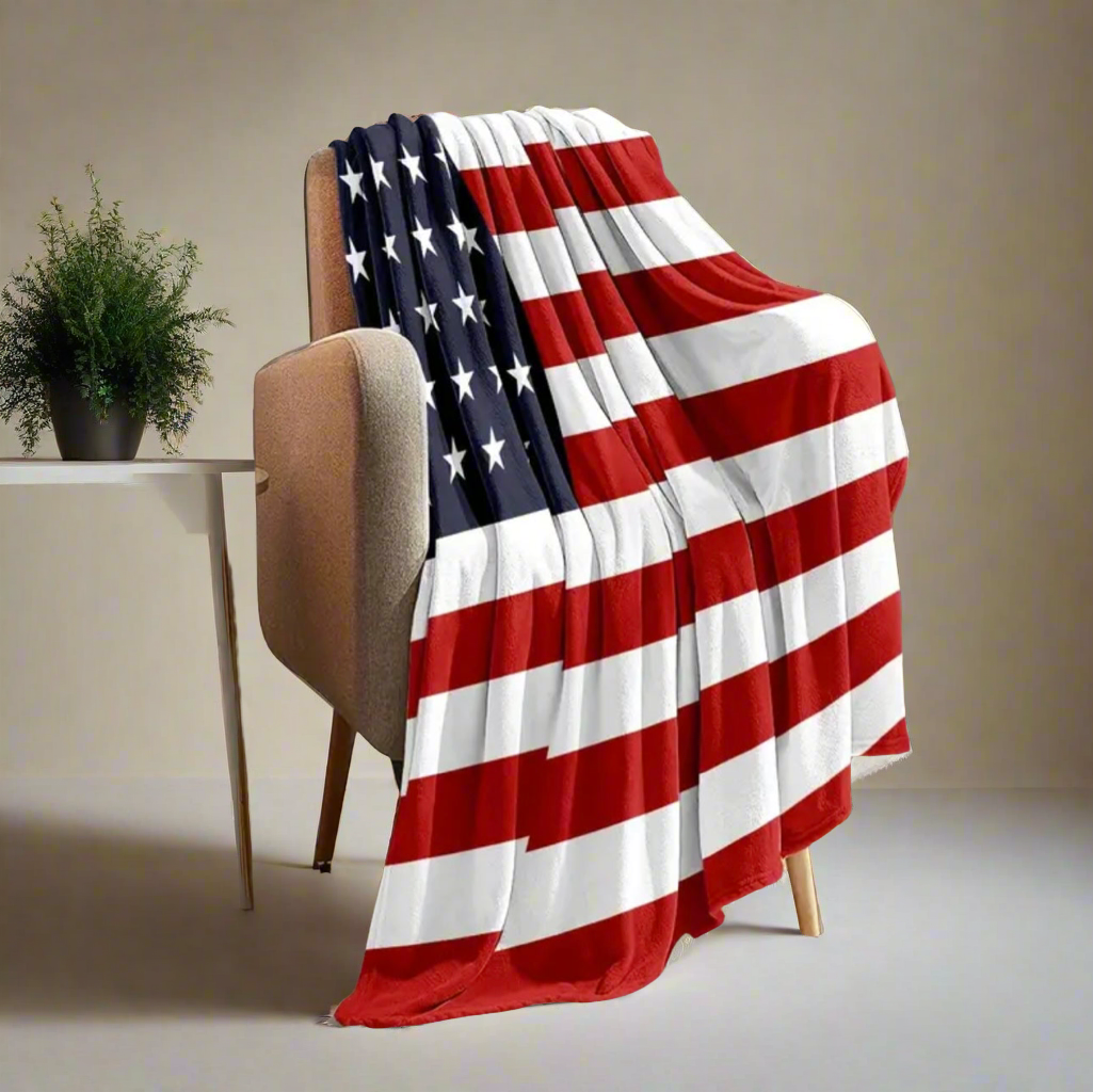 American Flag Lightweight Fleece Blanket