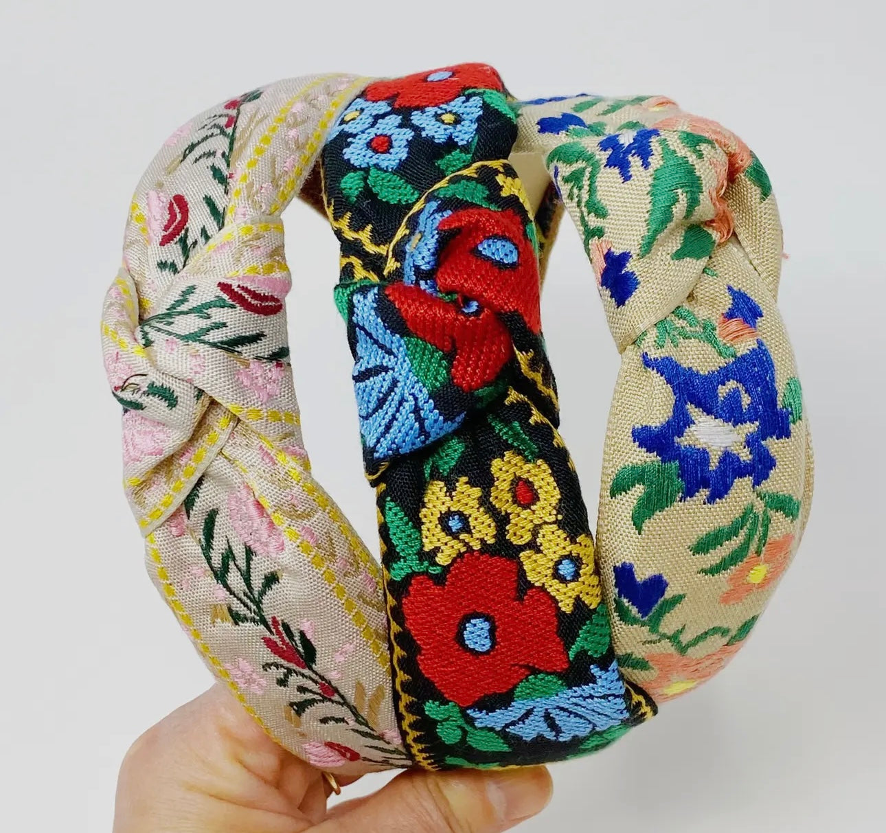 French Floral Embroidered Headband