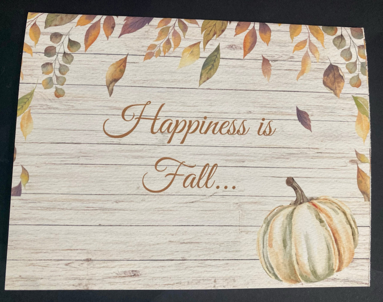 Fall Greeting Cards Notecards with Envelopes Happiness is Fall Printed Message Inside Set of 5 Autumn Cards Gift for Thanksgiving Card