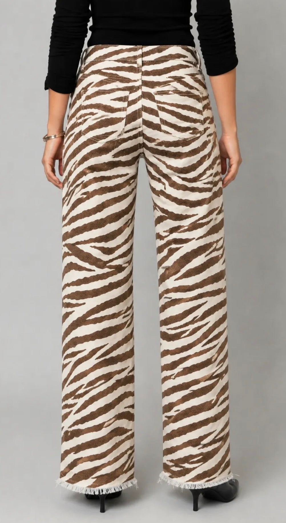 BABY ZEBRA 31” INSEAM FRAY HEM WIDE LEG PANT