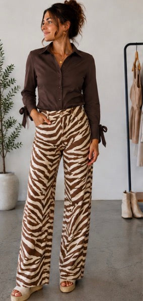 BABY ZEBRA 31” INSEAM FRAY HEM WIDE LEG PANT