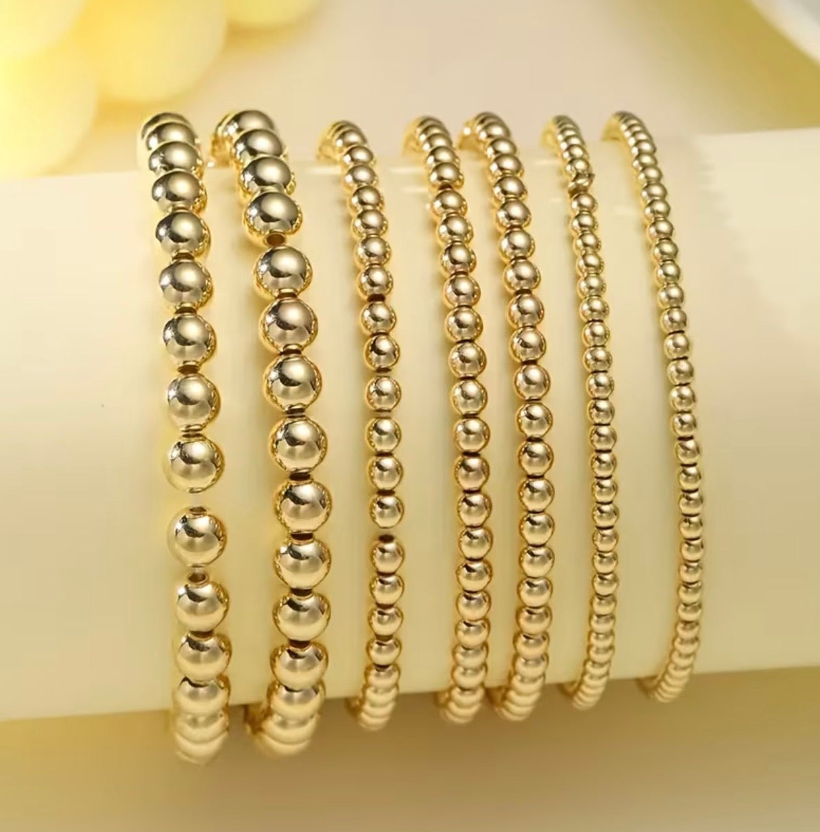 Gold Beaded Bracelet Set of 7