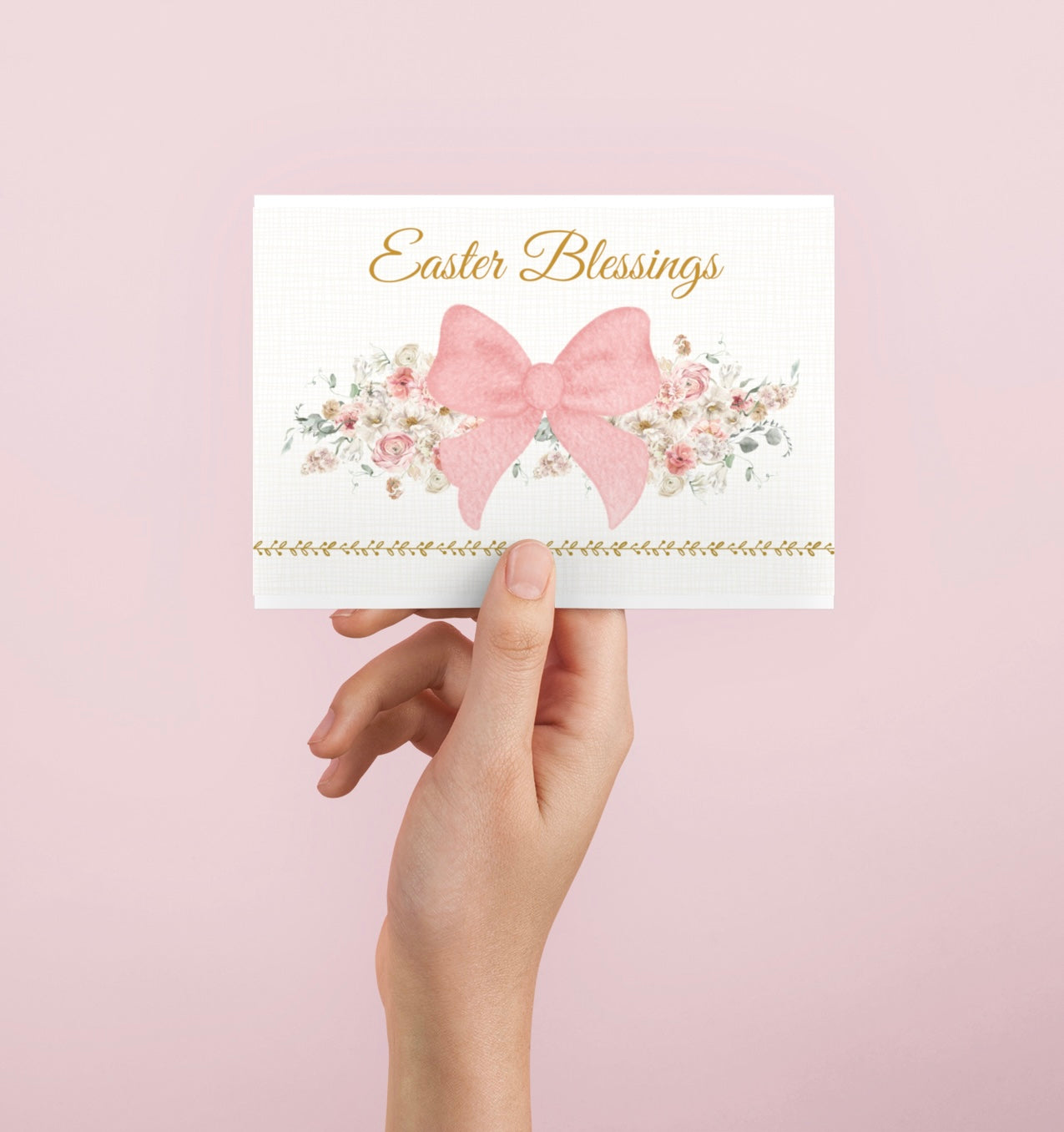 Easter Greeting Cards Customizable Spring Bow Printed Set of 5 Elegant Easter Notes Personalizable Greeting  Card with Message Inside