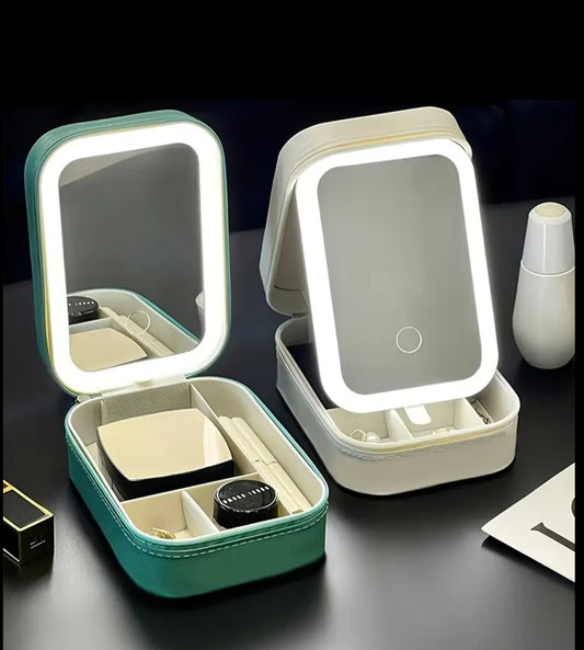 Small Portable Makeup bag with LED Mirror