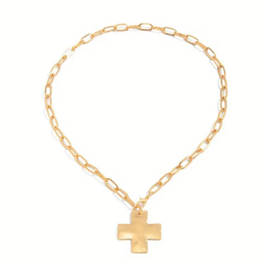 Minimalist Cross Pendant Necklace in Gold and Silver