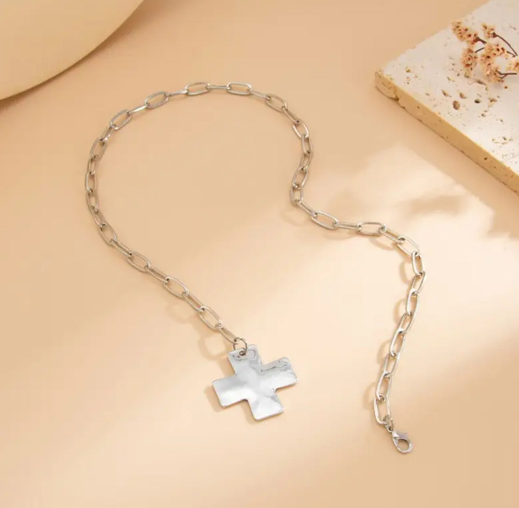 Minimalist Cross Pendant Necklace in Gold and Silver