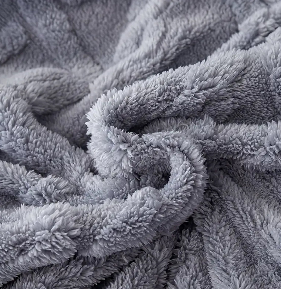 Gray Solid Color Jacquard Tower Blanket