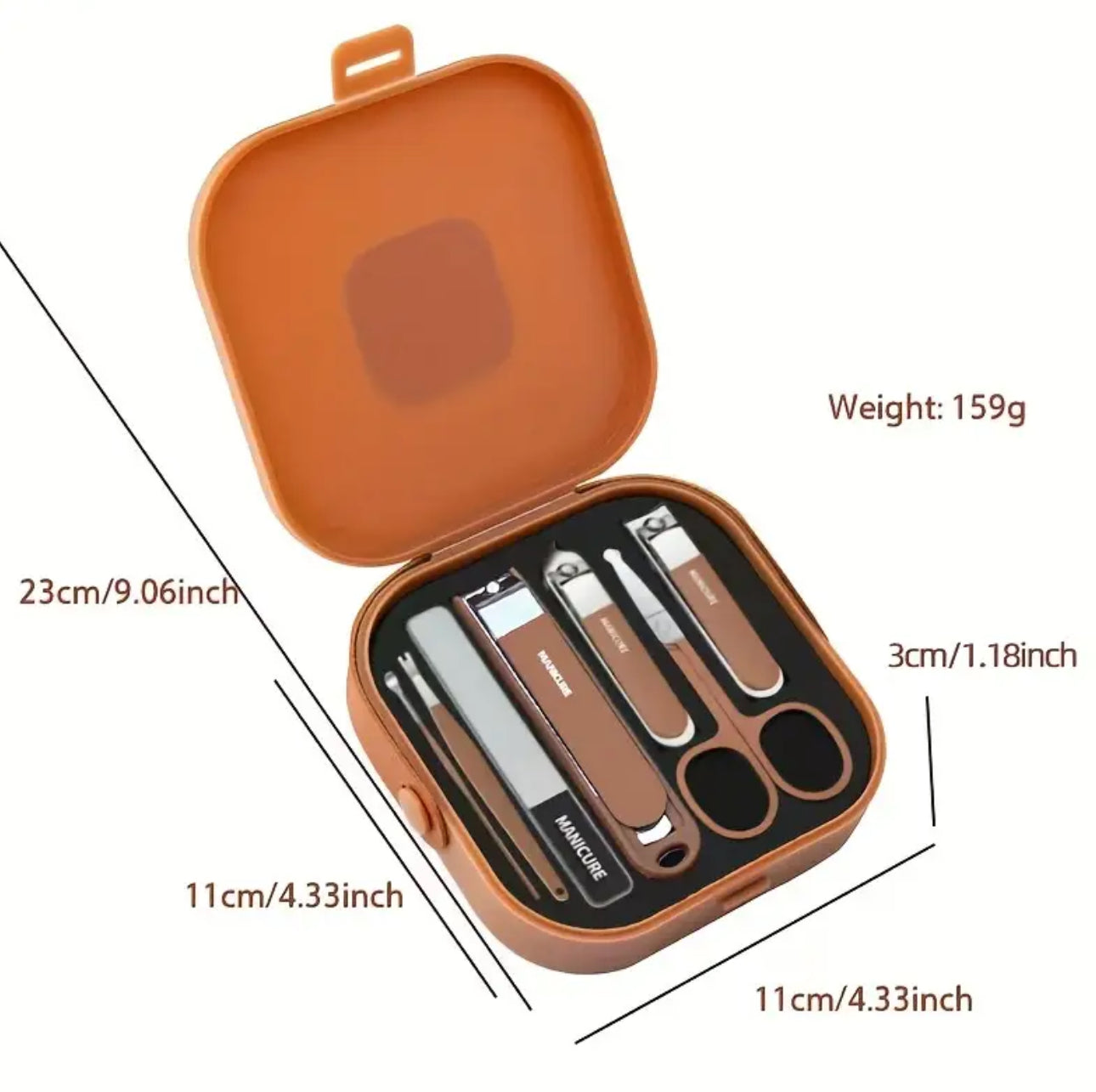 7pcs Nail Trimming Set in a sturdy and chic plastic case with faux leather embellishments