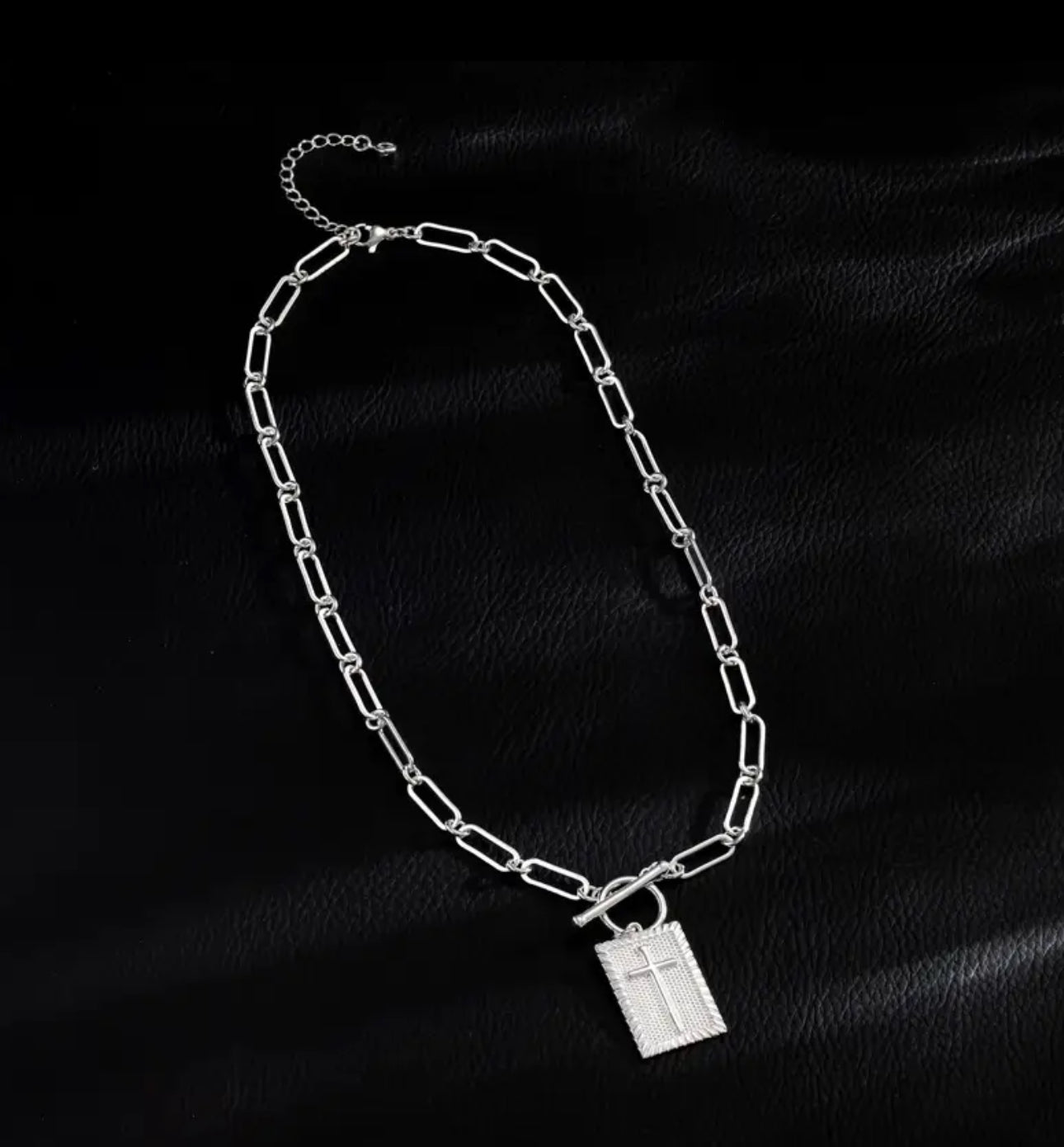 Cross Pendant Necklace w/Loop & Toggle Clasp