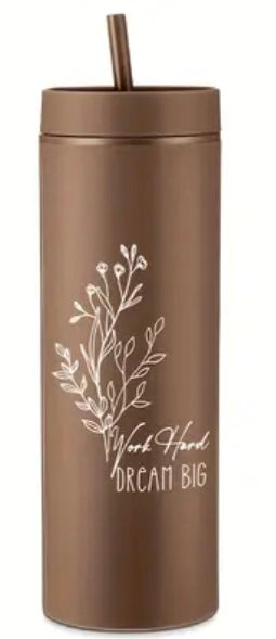 Inspirational Skinny Tumbler with lid and straw
