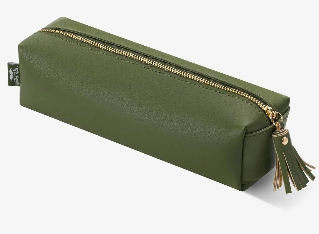 PU Leather Pencil Case, Olive Green