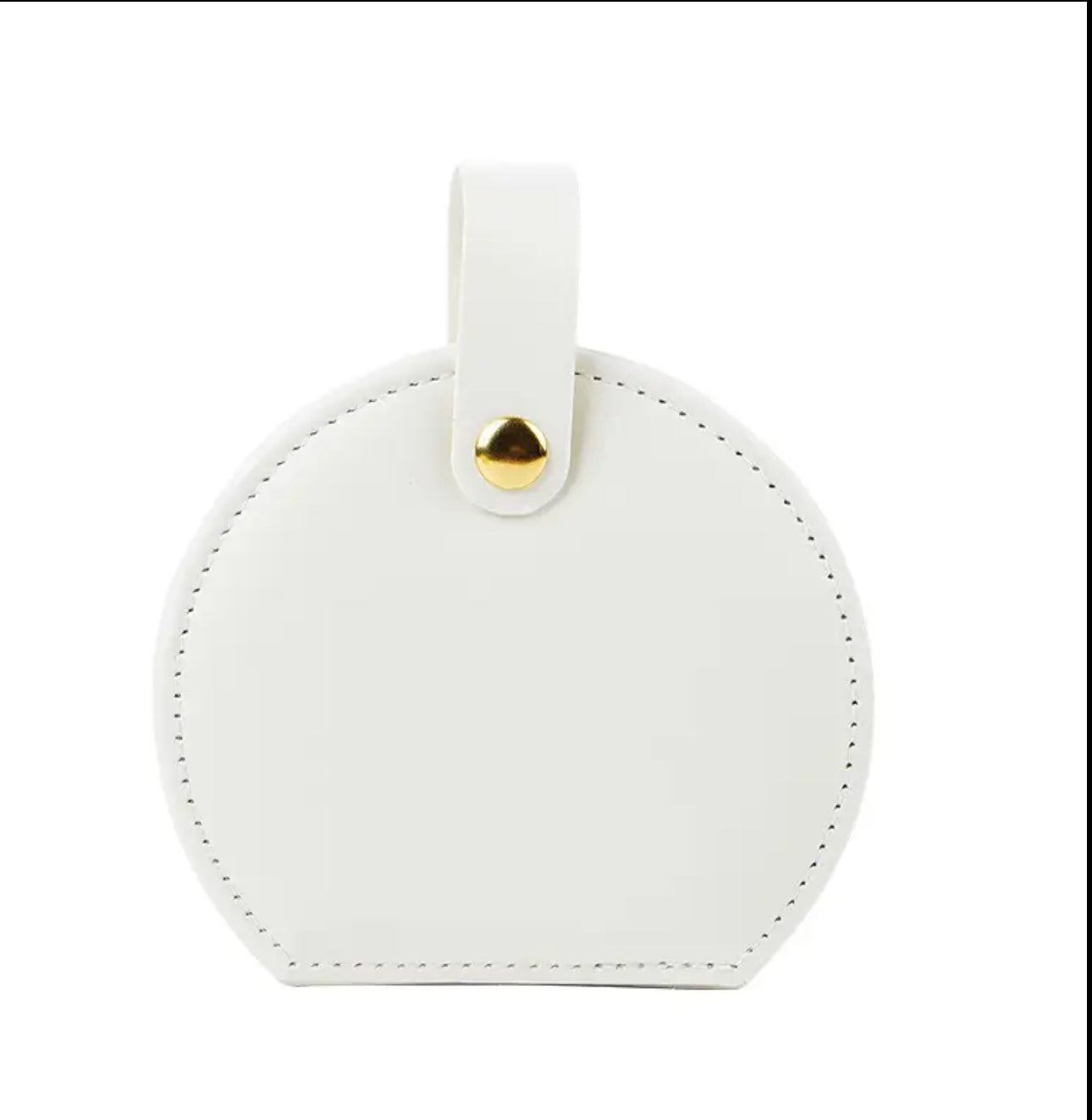 Portable Half Circle Jewelry bBox with Handle, PU Leather Travel Accessory Box