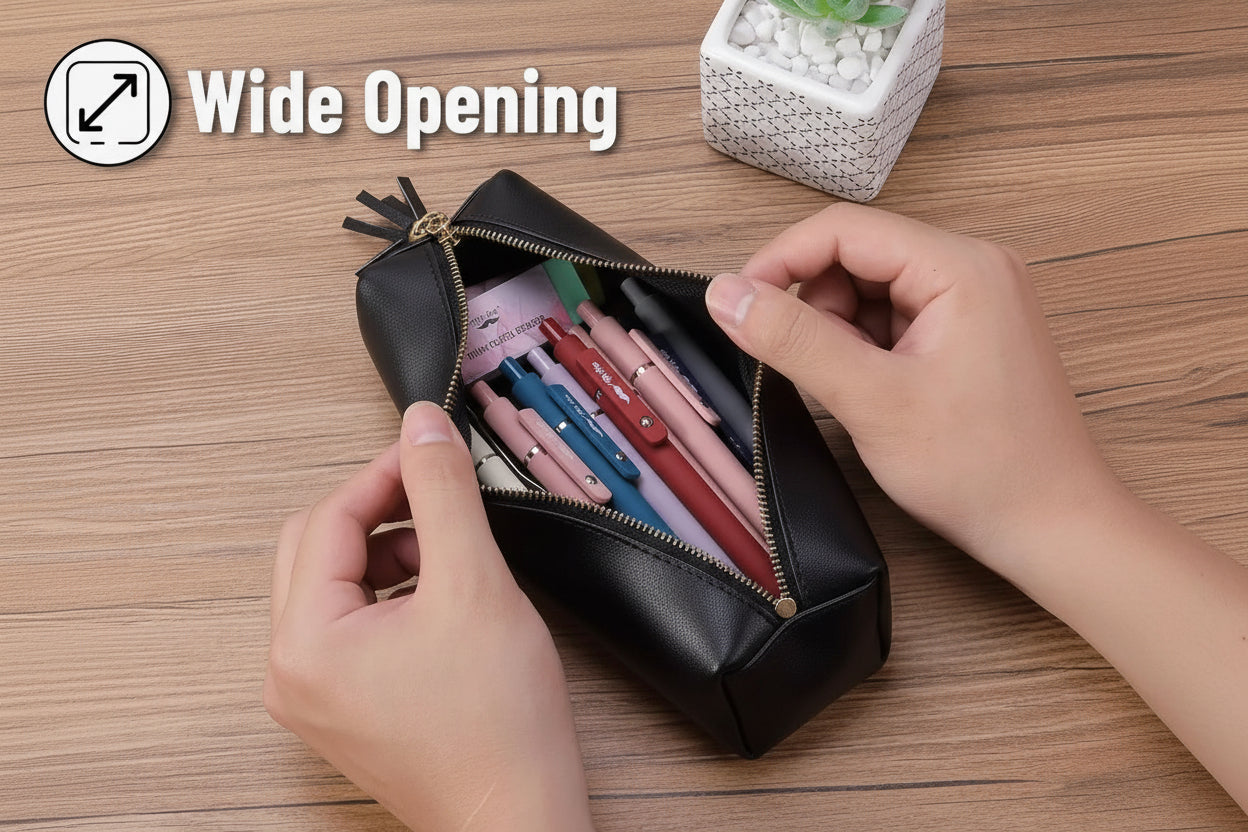 PU Leather Pencil Case, Black