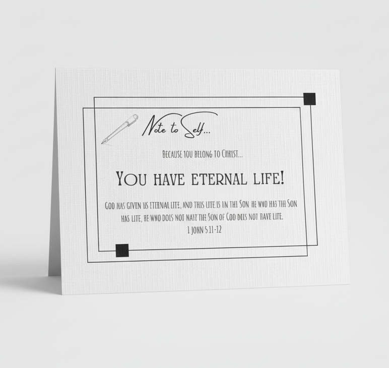 White scripture card with black text on a white background