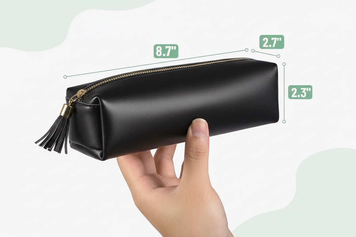 PU Leather Pencil Case, Black