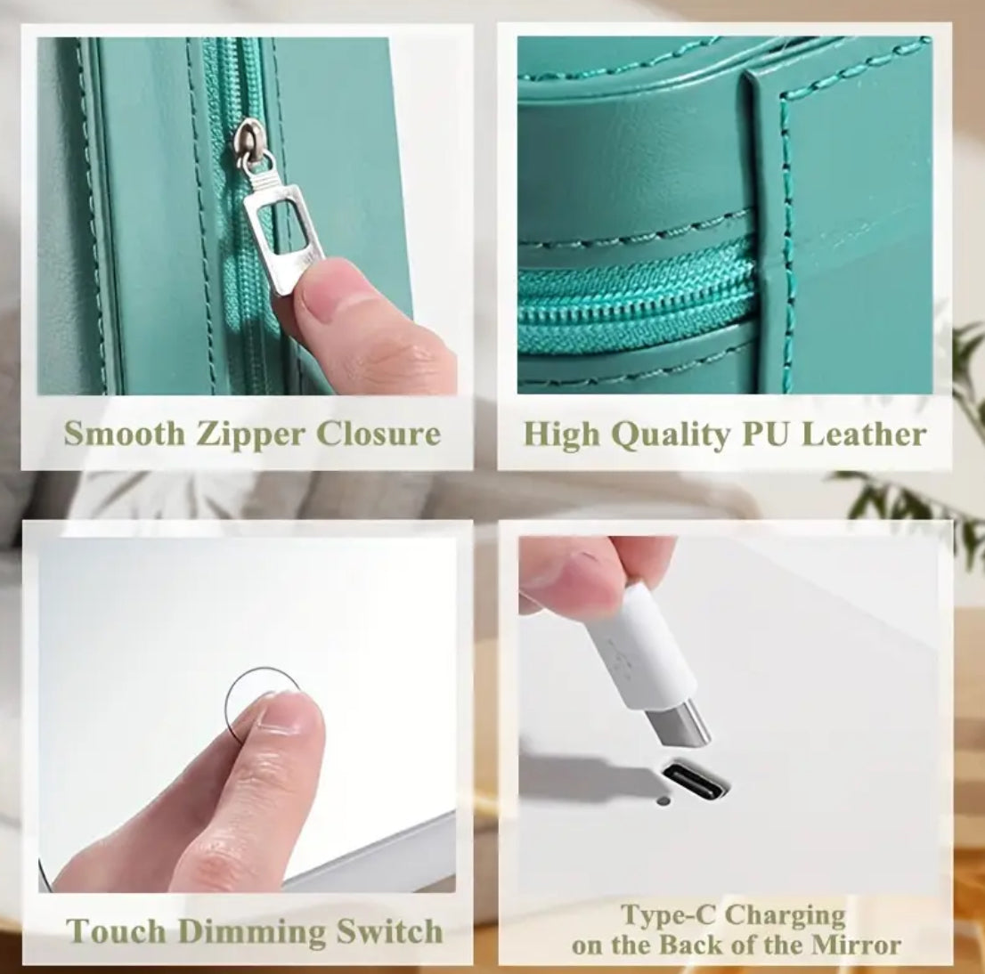 Small Portable Makeup bag with LED Mirror