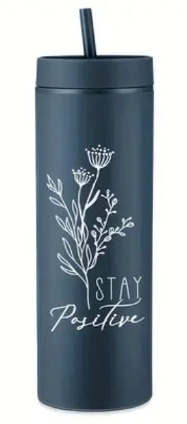 Inspirational Skinny Tumbler with lid and straw