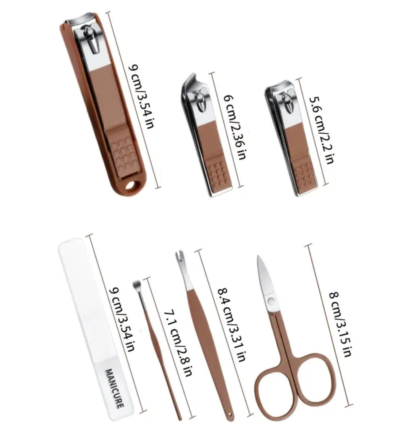 7pcs Nail Trimming Set in a sturdy and chic plastic case with faux leather embellishments