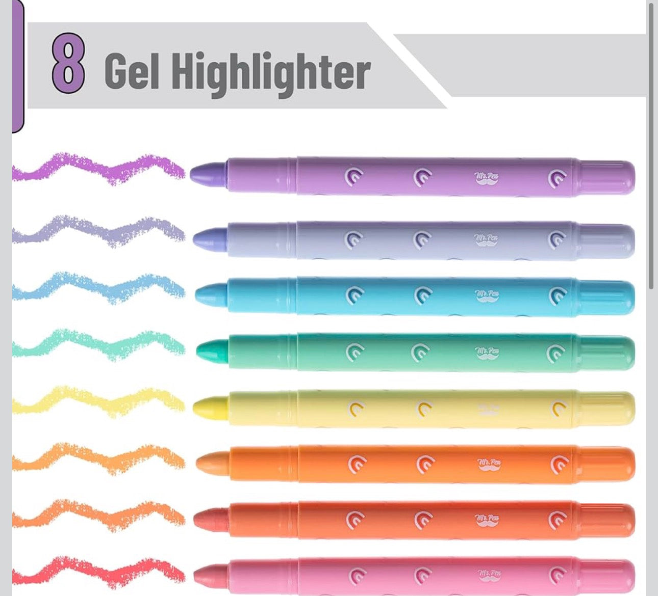 Mr. Pen- Gel Highlighters, 8 Pack Assorted Colors, Cute Bible Highlighters No Bleed